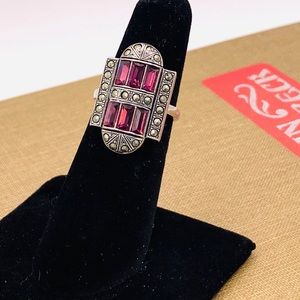Vintage baguette ring Art Deco sterling sz 5 - 8